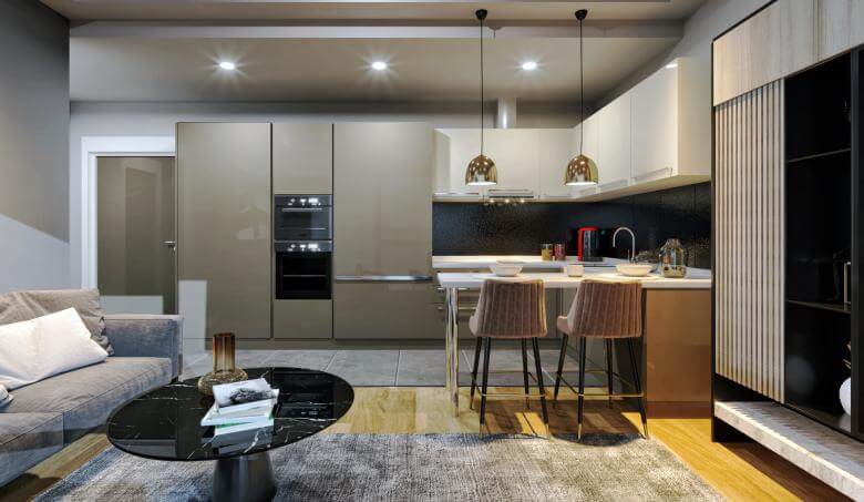  villa dekorasyonu 5096 Elmar Towers 1+1 Tasarımı Konutlar